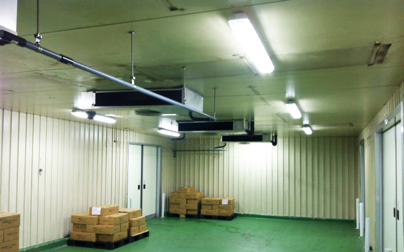 食品工場冷蔵庫内の防水照明器具01